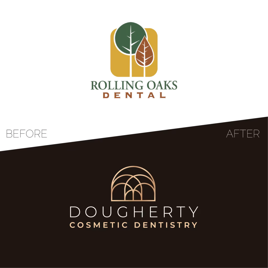 Dental Marketing Makeover - Dougherty Cosmetic Dentistry Logo Before & After